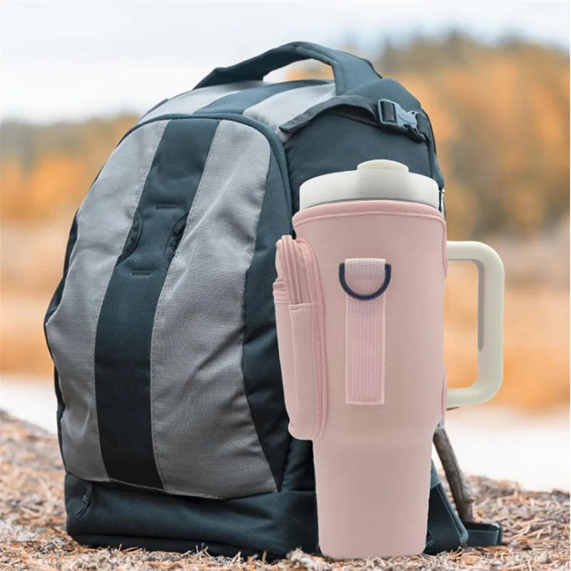 Water Bottle Carrier Bag with Phone Pocket for Stanley Cup 40 oz