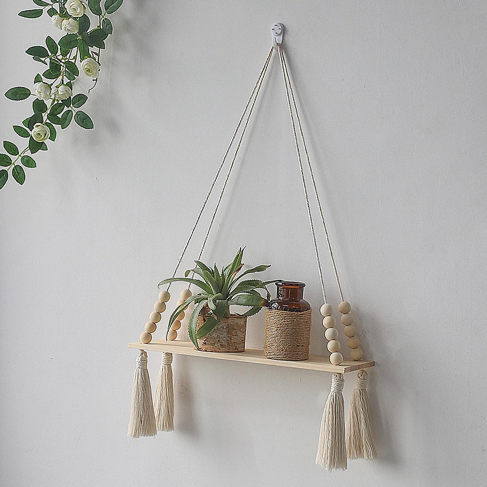 Macrame Wall Hanging Floating Shelf Boho