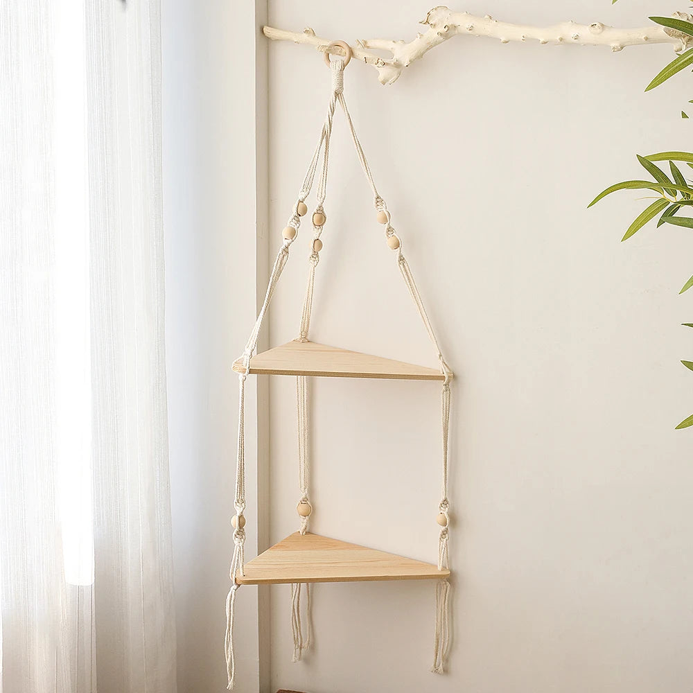 Macrame Wall Hanging Floating Shelf Boho