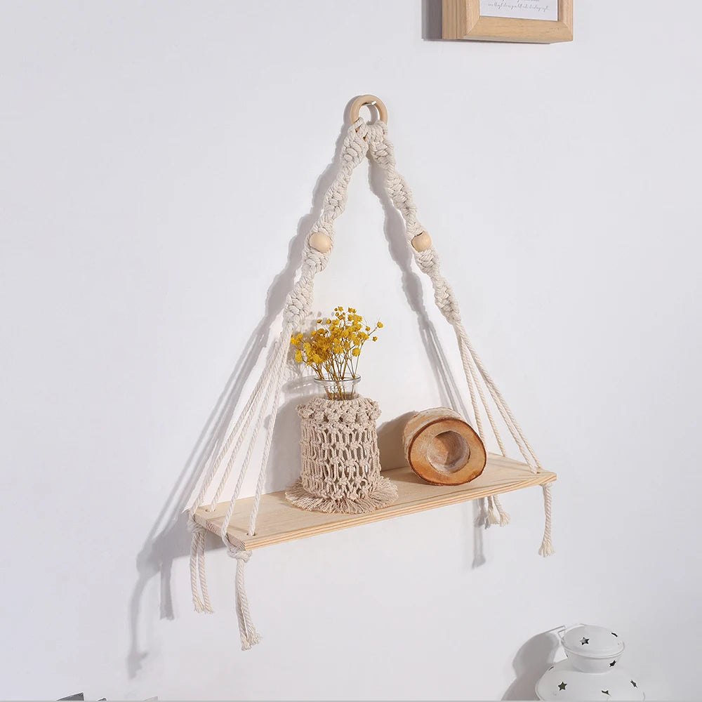Macrame Wall Hanging Floating Shelf Boho