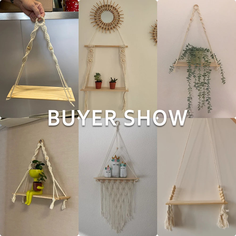Macrame Wall Hanging Floating Shelf Boho