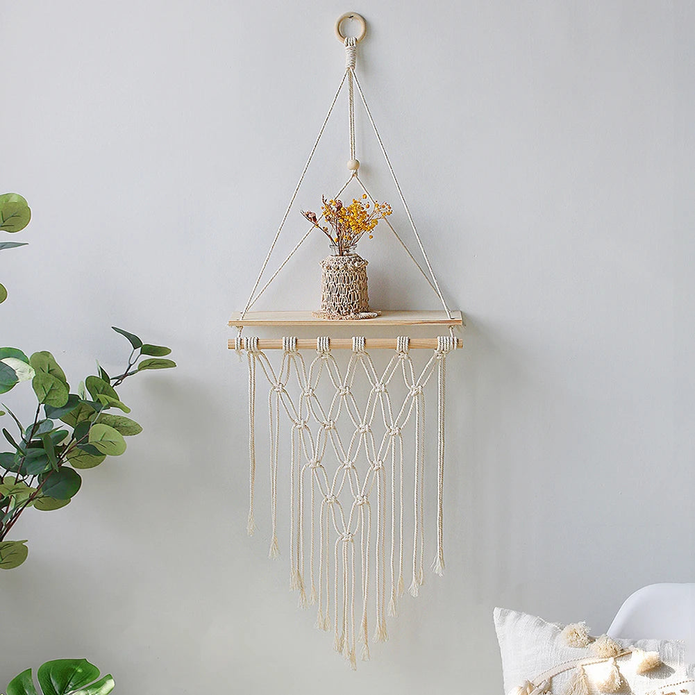 Macrame Wall Hanging Floating Shelf Boho
