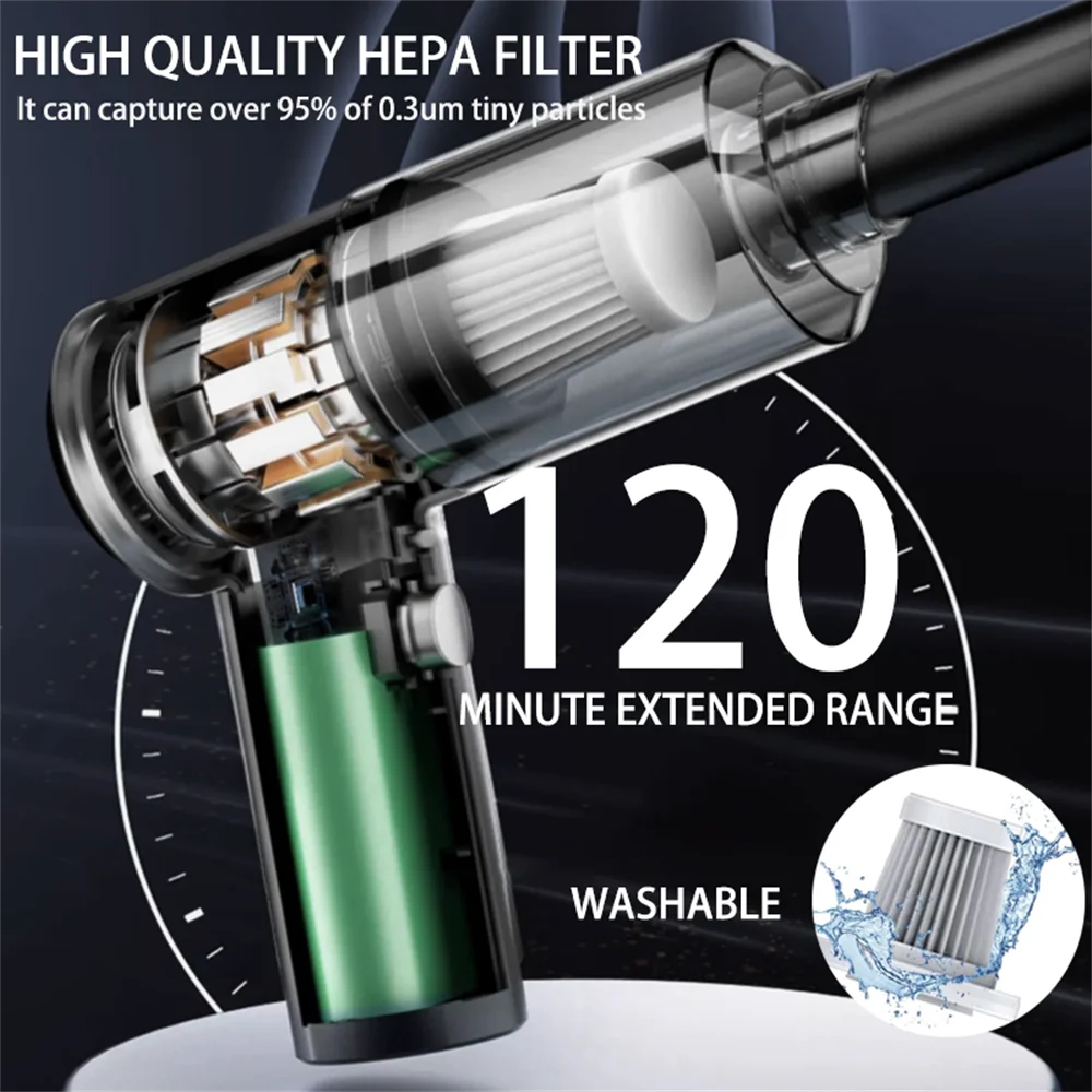 Portable Cordless Handheld Car Vacuum Cleaner Dual Use Blowing & Suction with Multi-Nozzles
