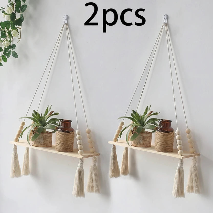 Macrame Wall Hanging Floating Shelf Boho