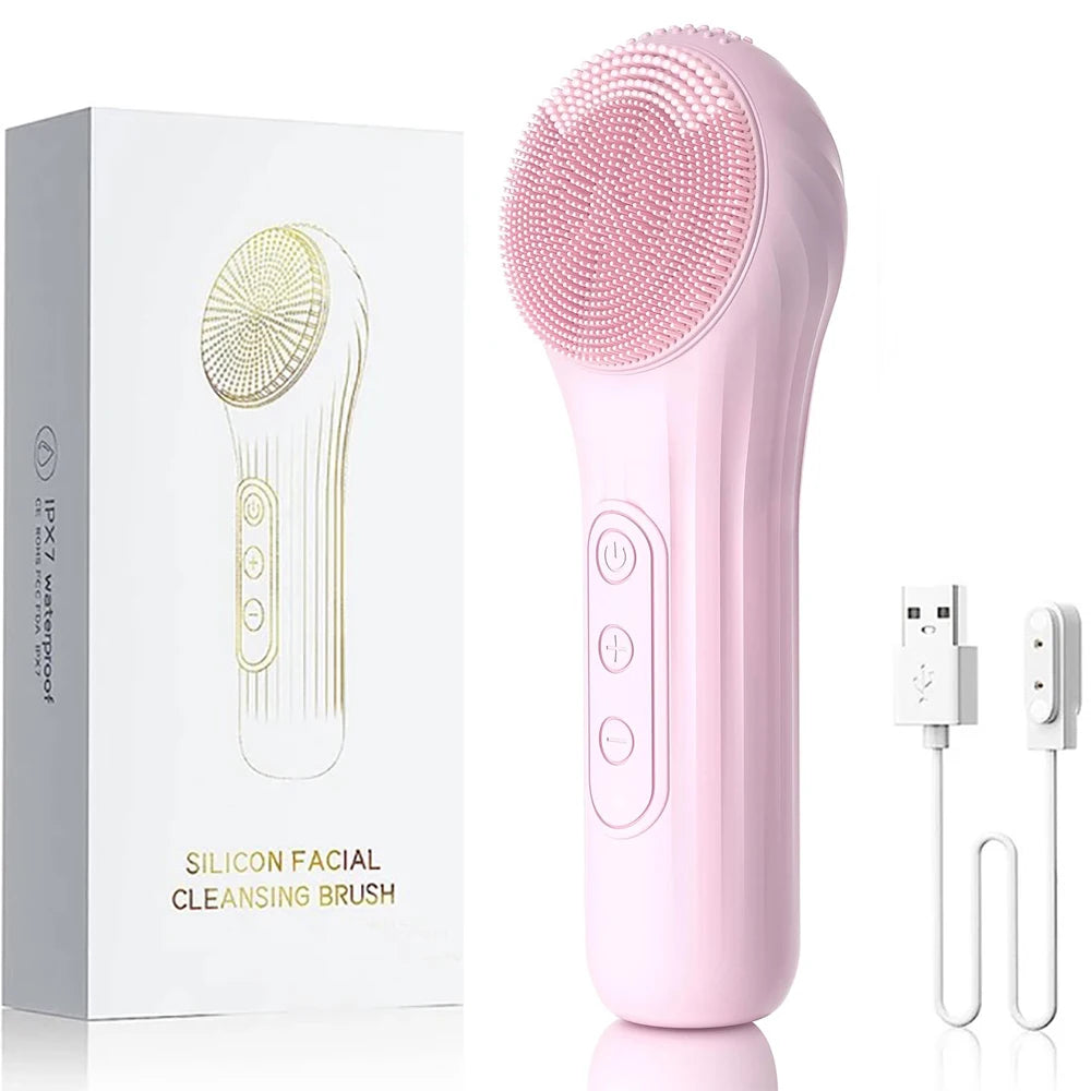 Waterproof Facial Cleansing Brush Rechargeable Scrubber Exfoliating