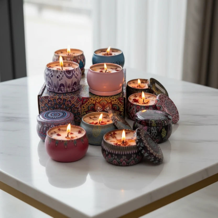 1/4PCS Vintage Scented Candles  Flower Fragrance Candle