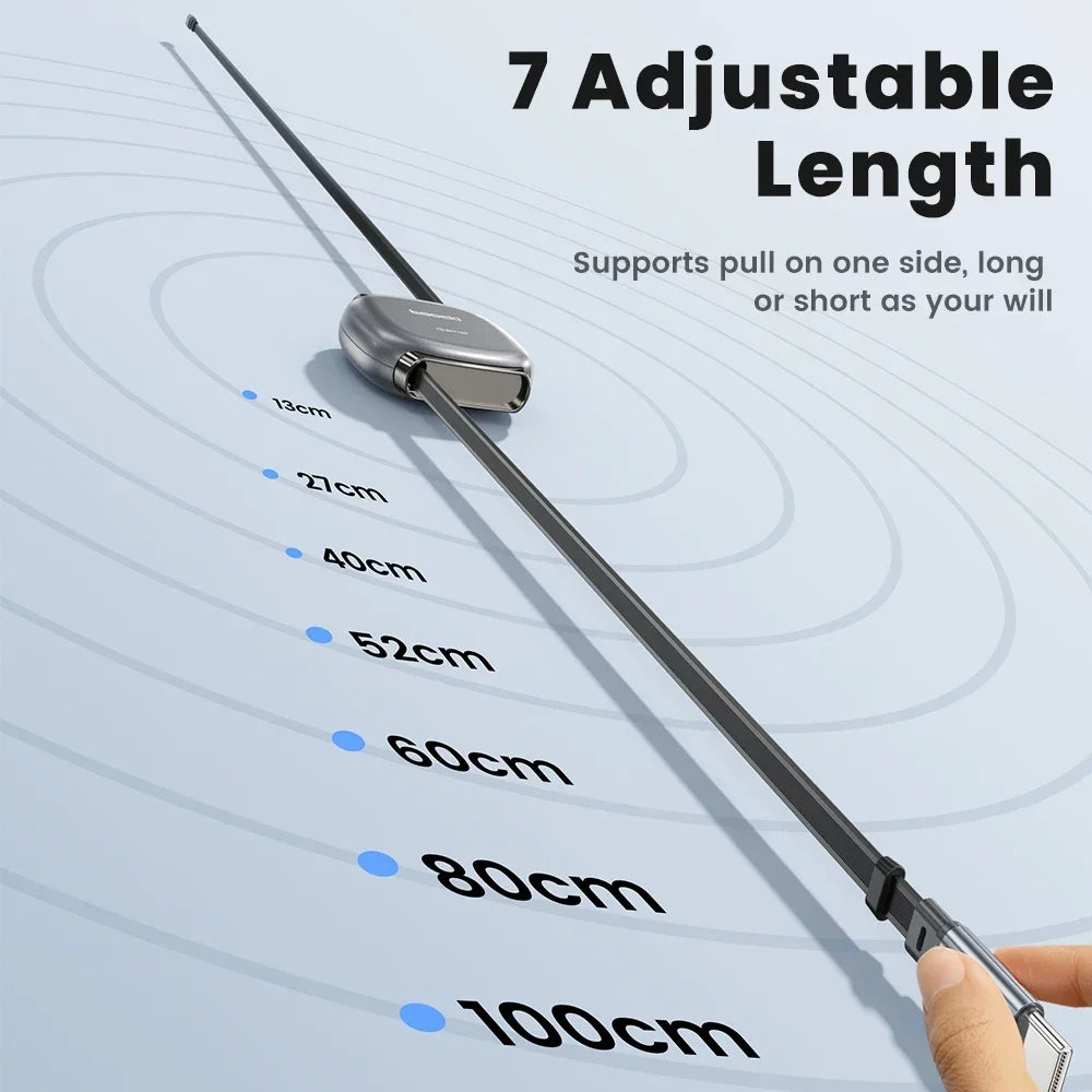 100W Type C Retractable Cable Mini Size 480Mbps