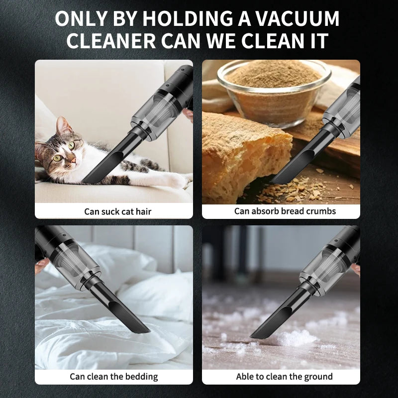 Portable Cordless Handheld Car Vacuum Cleaner Dual Use Blowing & Suction with Multi-Nozzles