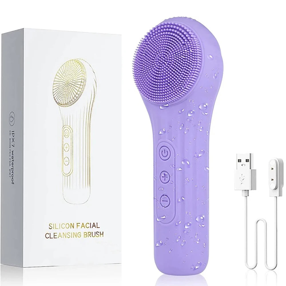 Waterproof Facial Cleansing Brush Rechargeable Scrubber Exfoliating