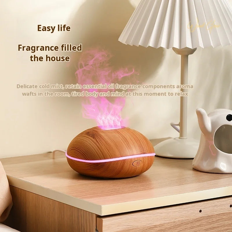 7 color Fire Flame Wood grain aromatherapy machine humidifier Aroma Diffuser