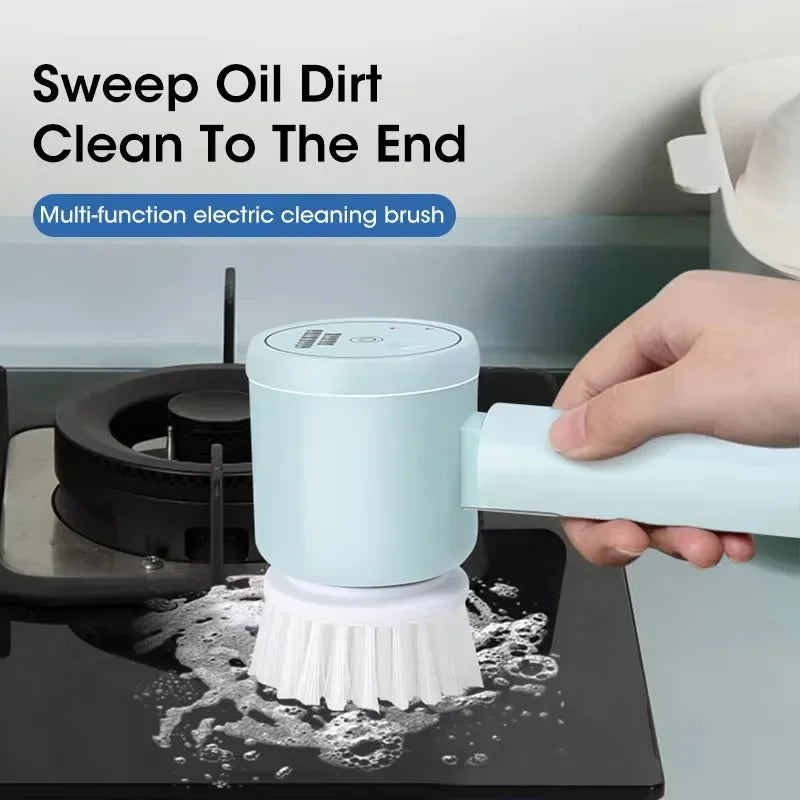 Cordless Electric Spin Scrubber Rechargeable 5 in 1 Brush Heads for Bathroom or Kitchen
