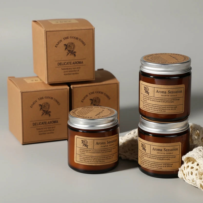 1pc Brown Glass Cup Aromatherapy Candle