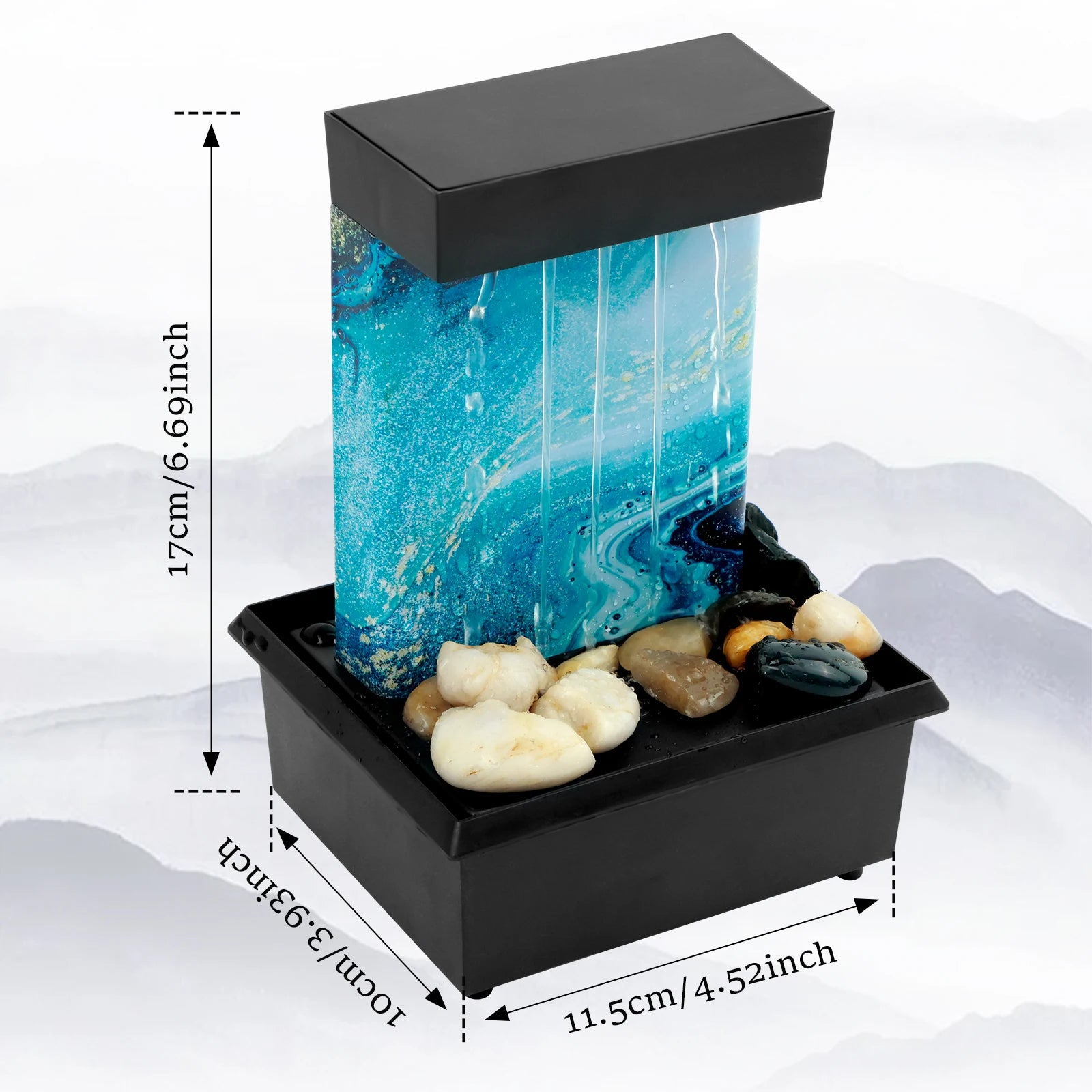 Tabletop Waterfall Home Decor Relaxation Meditation Desktop Fountain with Soft Lights