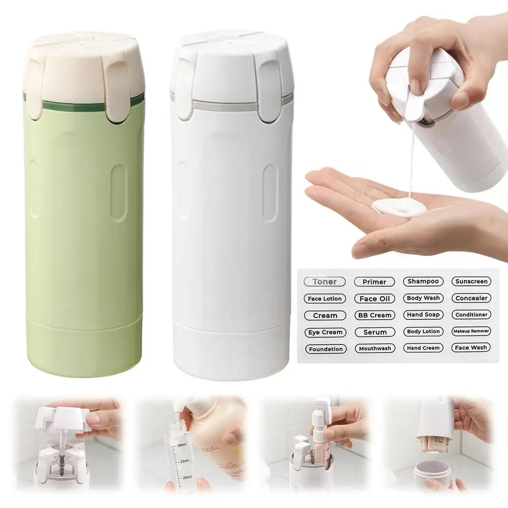4-in-1 Dispenser Bottle For Travel with Labels