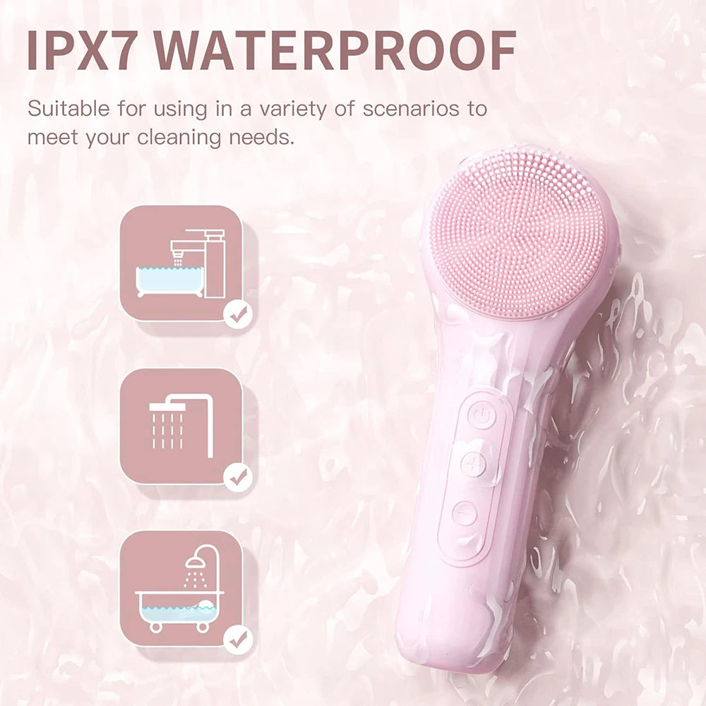 Waterproof Facial Cleansing Brush Rechargeable Scrubber Exfoliating