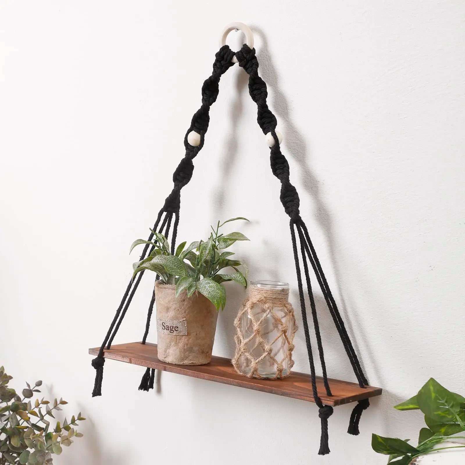 Macrame Wall Hanging Floating Shelf Boho