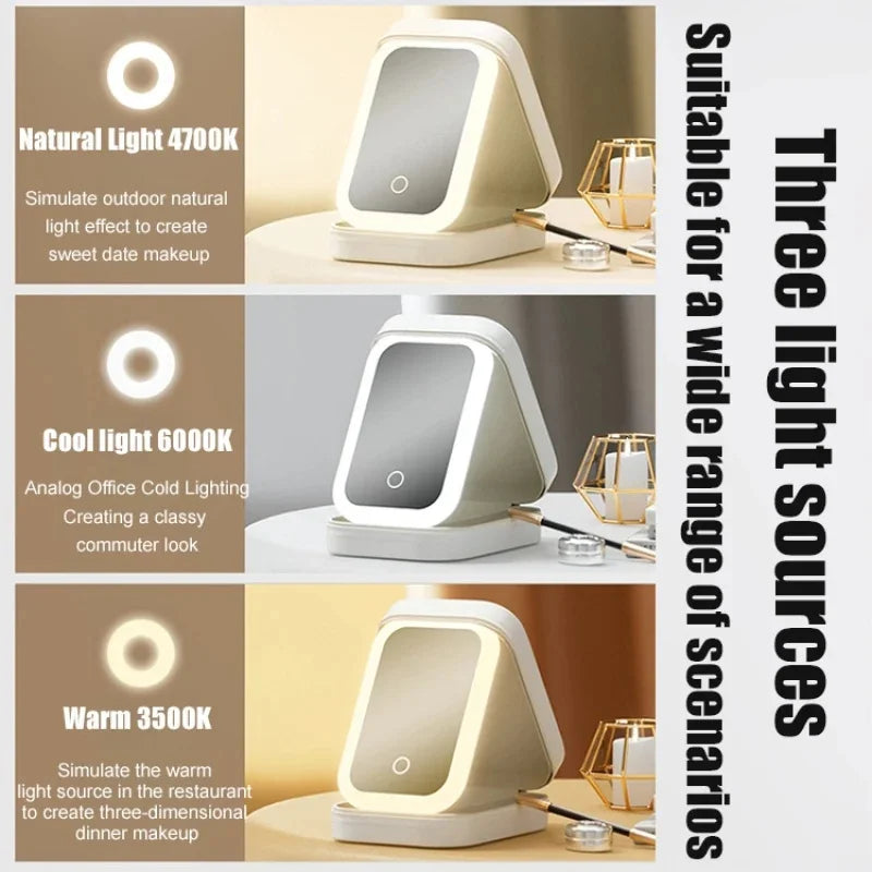 LED Portable Travel Makeup Mirror Storage Box