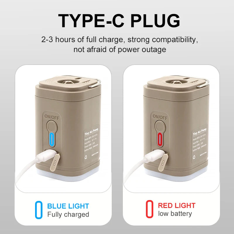 3 in 1 Mini Electric Inflatable Pump with Lights Wireless Air Compressor Inflate Deflate Air Pump