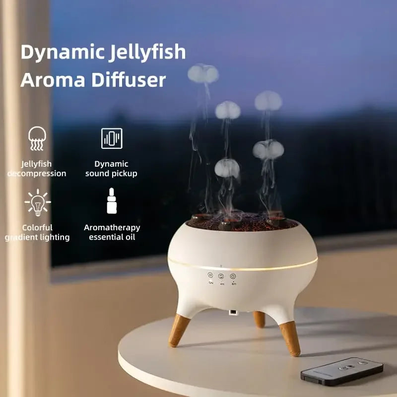Dynamic Jellyfish Air Humidifier 250ml Essential Oil Diffuser Remote Control With 7 Colorful Night Lights