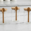 1/2/3/4pcs Airtight Glass Jars with Bamboo Lids and Spoons 18oz Transparent Glass
