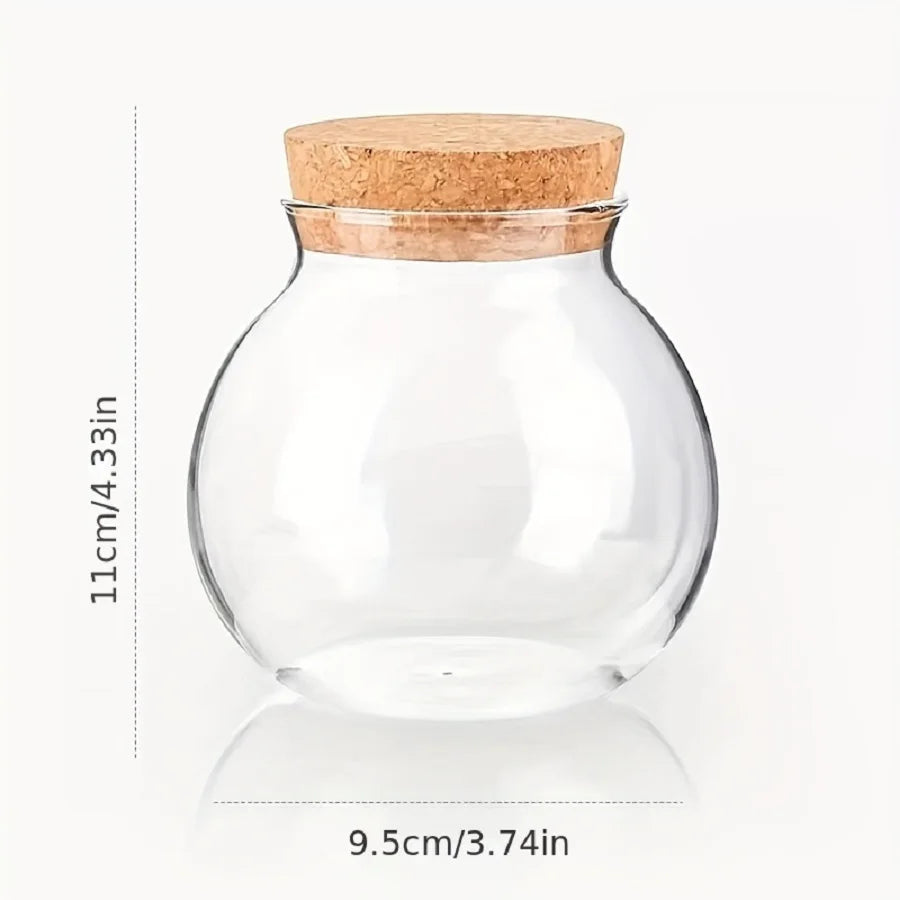 1pc Storage Container, 500ml Round Glass Storage Jar With Sustainable Cork Lid