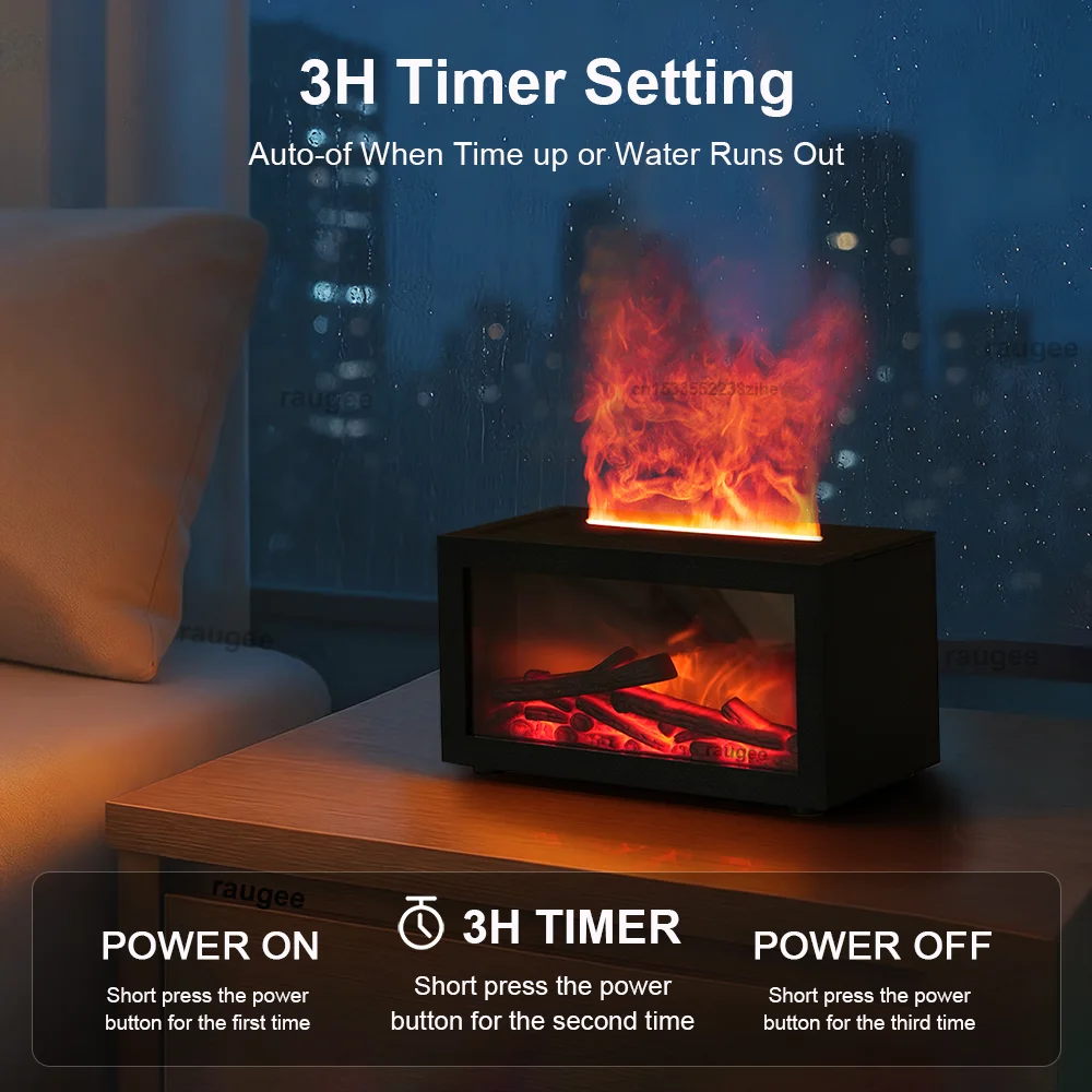 Fireplace Flame Humidifier &  Essential Oil Diffuser Fire Humidifier for Home
