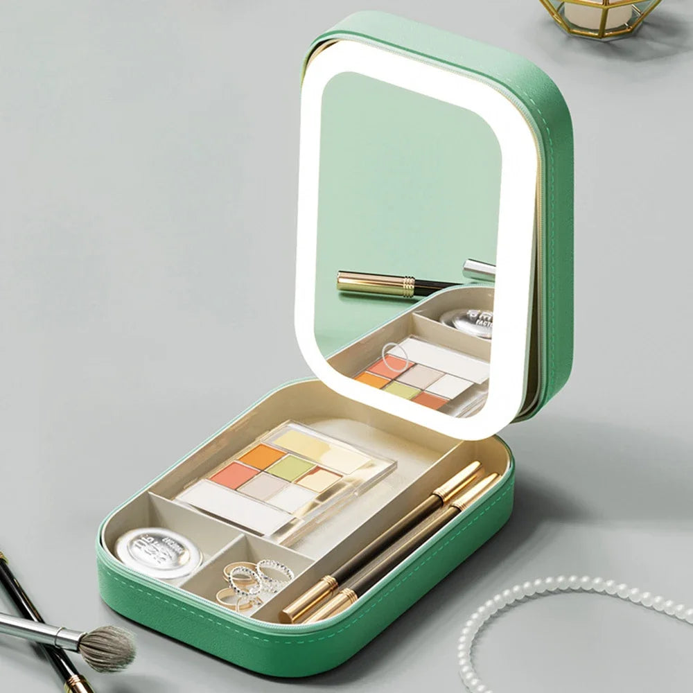 LED Portable Travel Makeup Mirror Storage Box