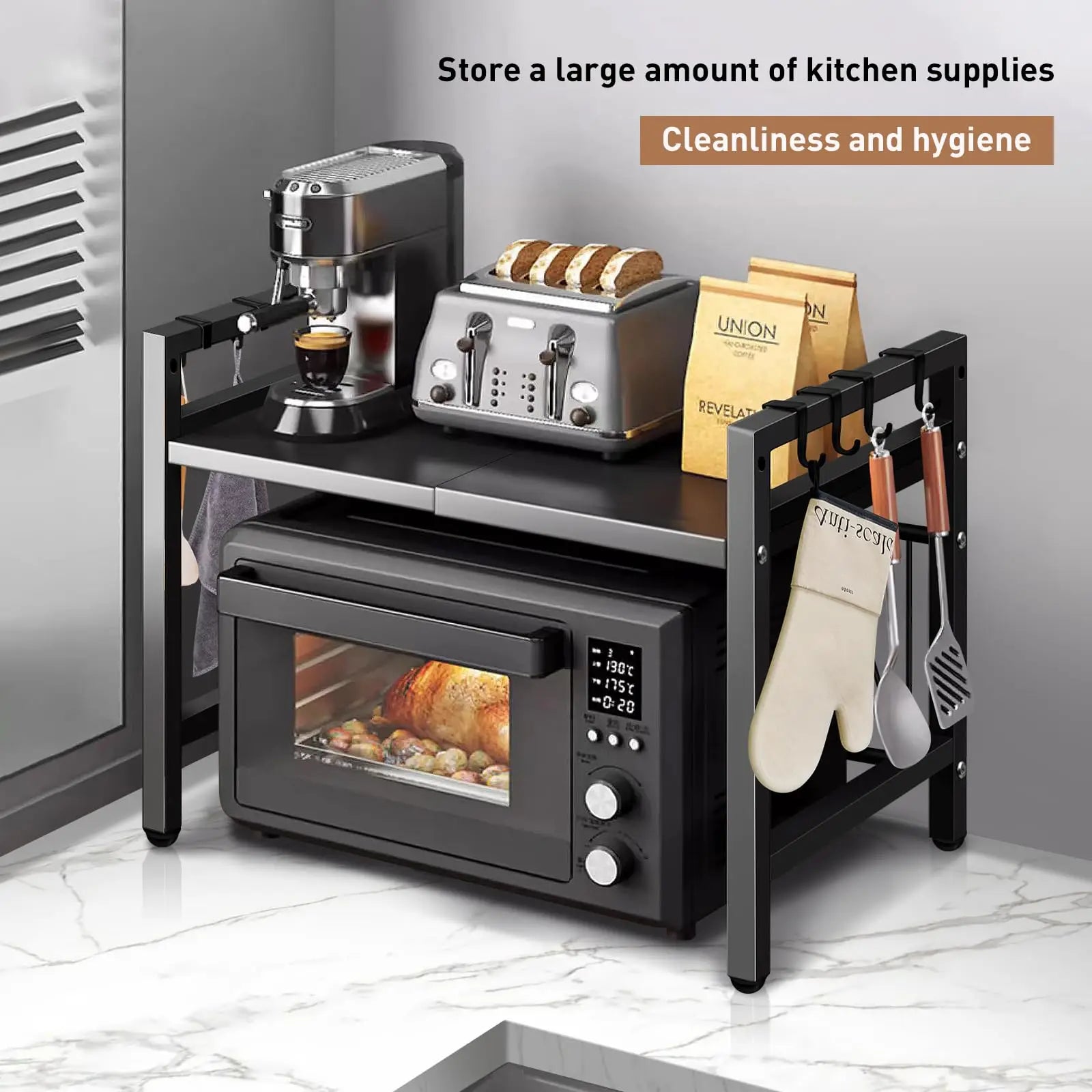 1pc Expandable 42-64cm Microwave Shelf Organizer, Moisture And Rust Proof