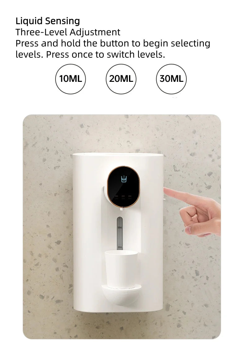 Wall Mounted Smart Mouthwash Dispenser with 2 Magnetic Cups USB-C Rechargeable