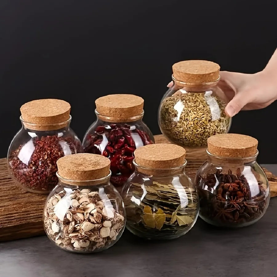 1pc Storage Container, 500ml Round Glass Storage Jar With Sustainable Cork Lid