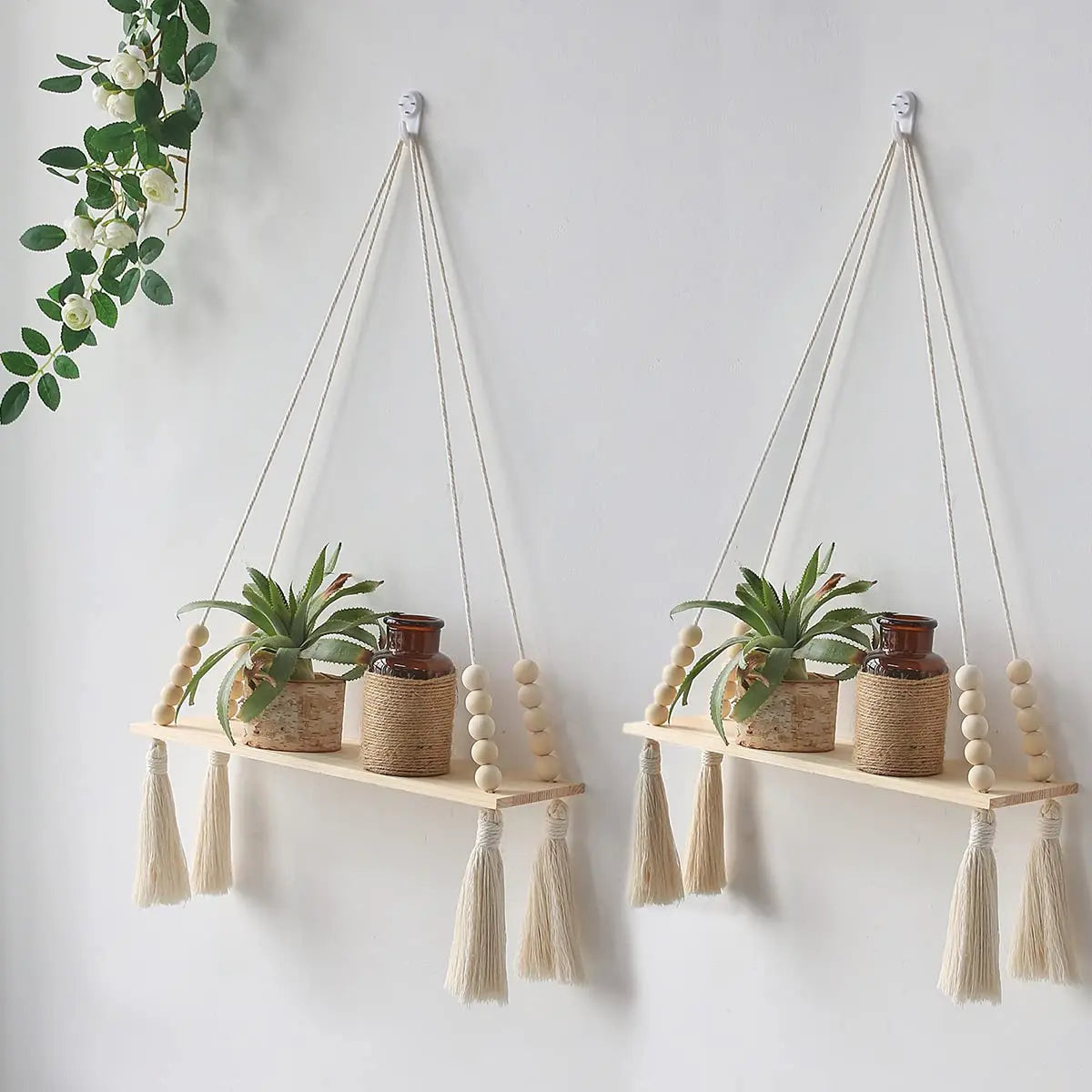 Macrame Wall Hanging Floating Shelf Boho