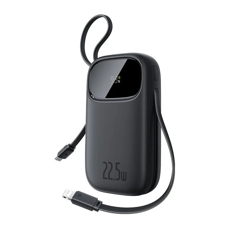 22.5W 10000mAh 20000mAh Power Bank Built-In Retractable USB-C & Lightning Cable