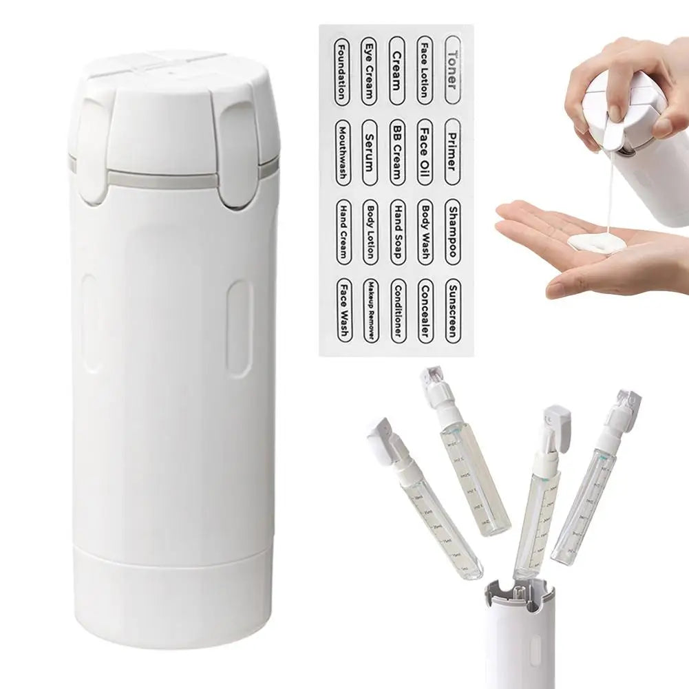 4-in-1 Dispenser Bottle For Travel with Labels