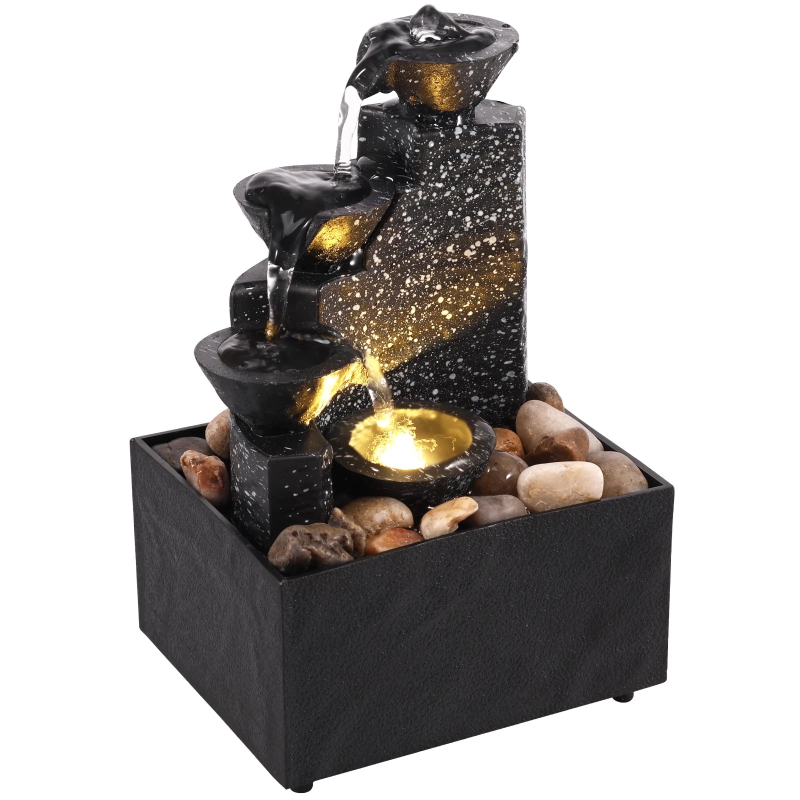 Tabletop Waterfall Home Decor Relaxation Meditation Desktop Fountain with Soft Lights