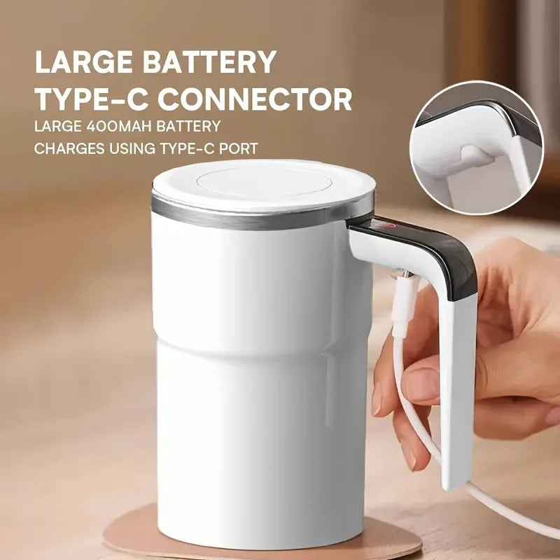 380ML Electric Waterproof Coffee Self Mixing Mug IP67 USB Charging & Digital Display
