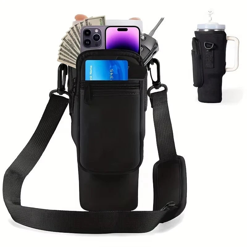 Water Bottle Carrier Bag with Phone Pocket for Stanley Cup 40 oz