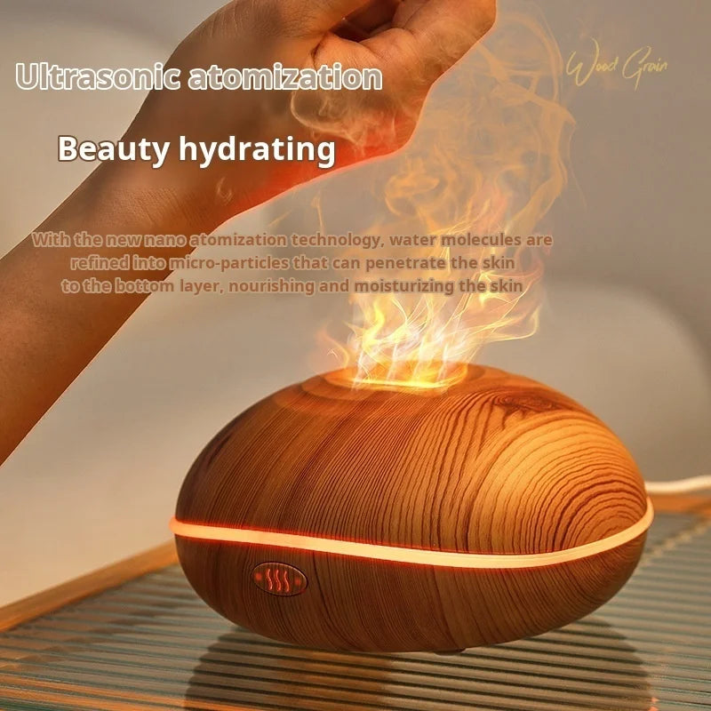 7 color Fire Flame Wood grain aromatherapy machine humidifier Aroma Diffuser