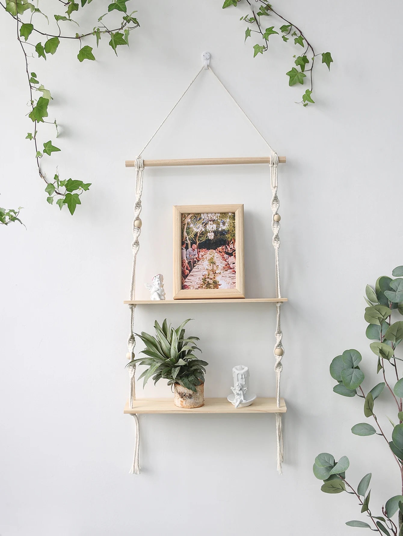 Macrame Wall Hanging Floating Shelf Boho