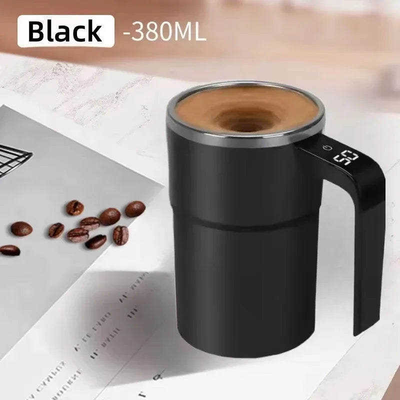 380ML Electric Waterproof Coffee Self Mixing Mug IP67 USB Charging & Digital Display