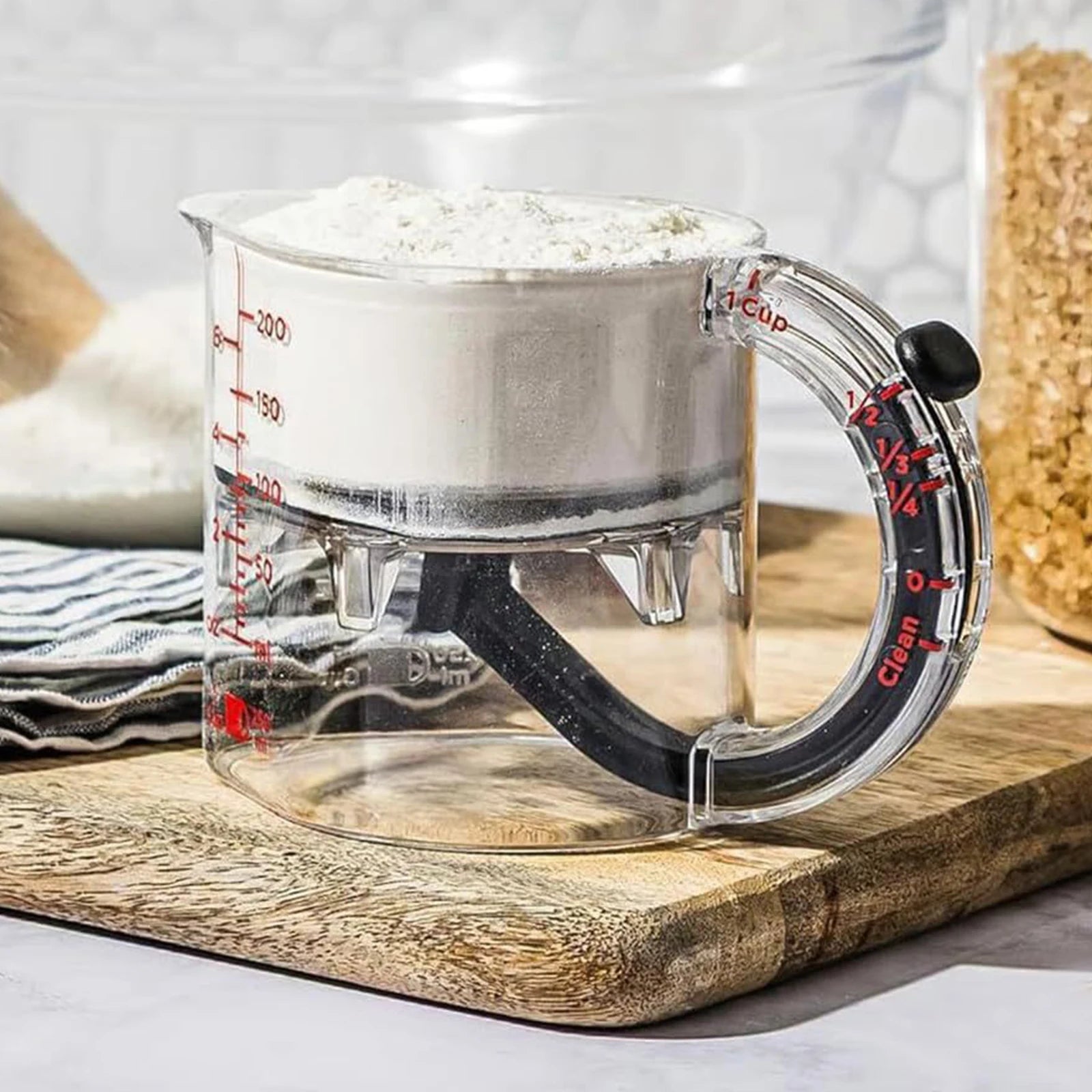 4 in 1 Adjustable Measuring Cup with Scraper-Style Seal Base