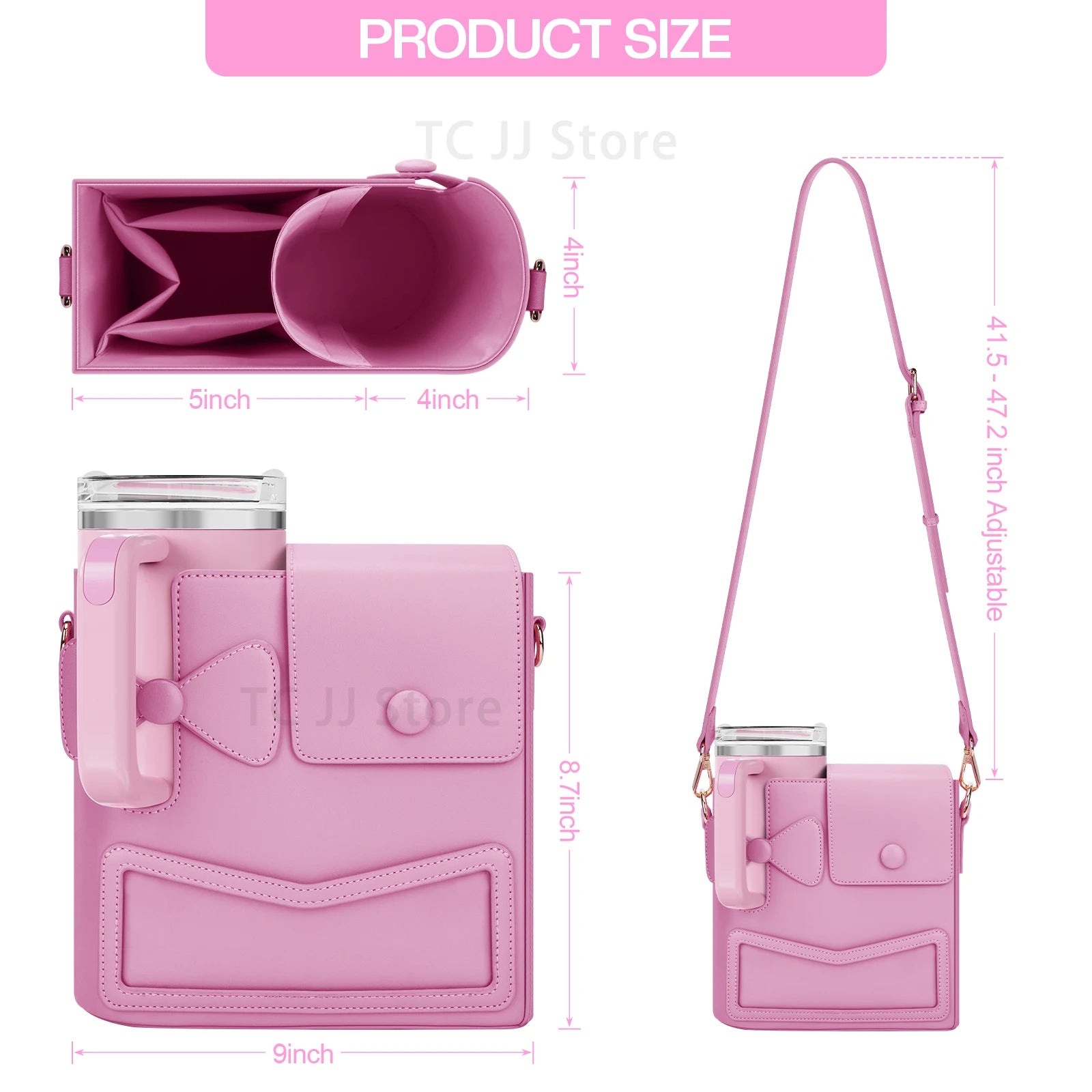 Universal Crossbody Bag Purse for Stanley Cup 40 oz With Adjustable Shoulder Strap