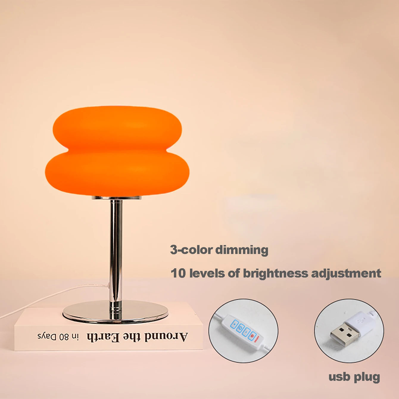 Bauhaus table lamp plastic lampshade Nordic mushroom lamp 9-level brightness & dimming