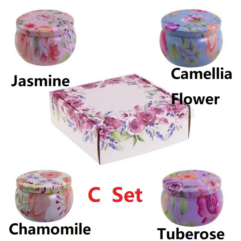 1/4PCS Vintage Scented Candles  Flower Fragrance Candle