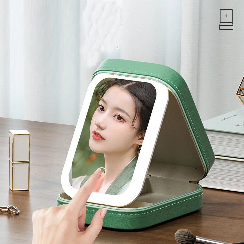 LED Portable Travel Makeup Mirror Storage Box
