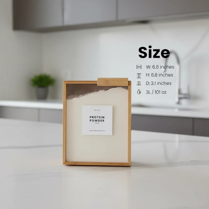 Bamboo Kitchen Food Dispenser & Storage Canister – Pantry Organizer
