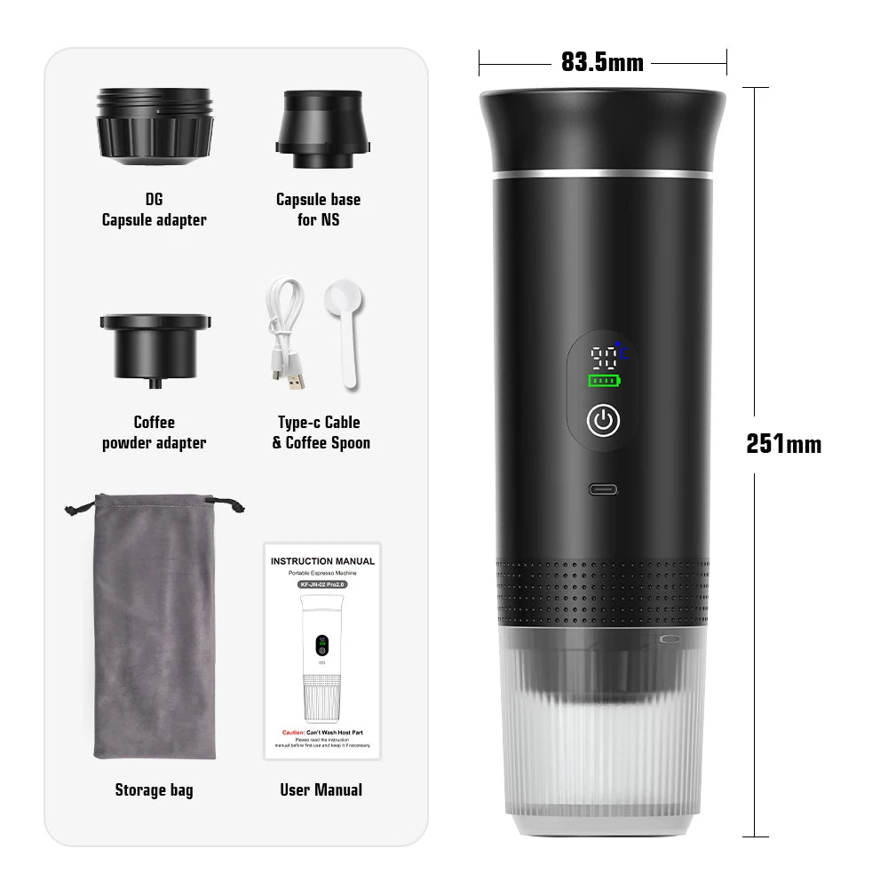 Wireless Electric Portable Espresso Coffee Machine for Car & Camping