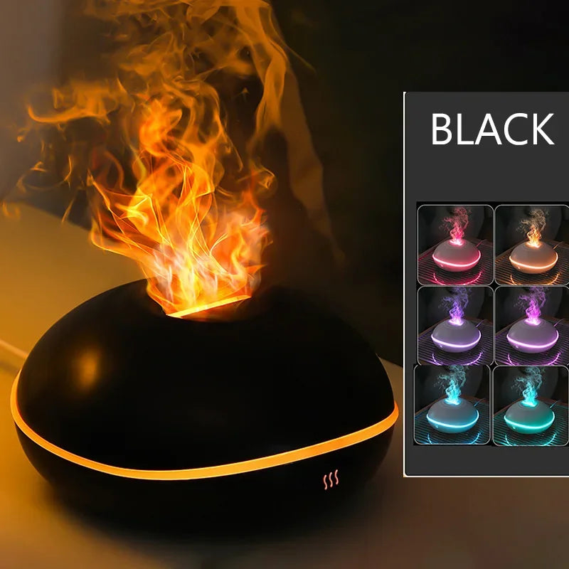 7 color Fire Flame Wood grain aromatherapy machine humidifier Aroma Diffuser