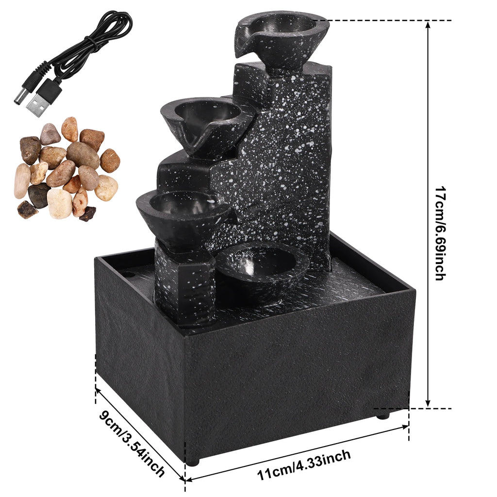 Tabletop Waterfall Home Decor Relaxation Meditation Desktop Fountain with Soft Lights