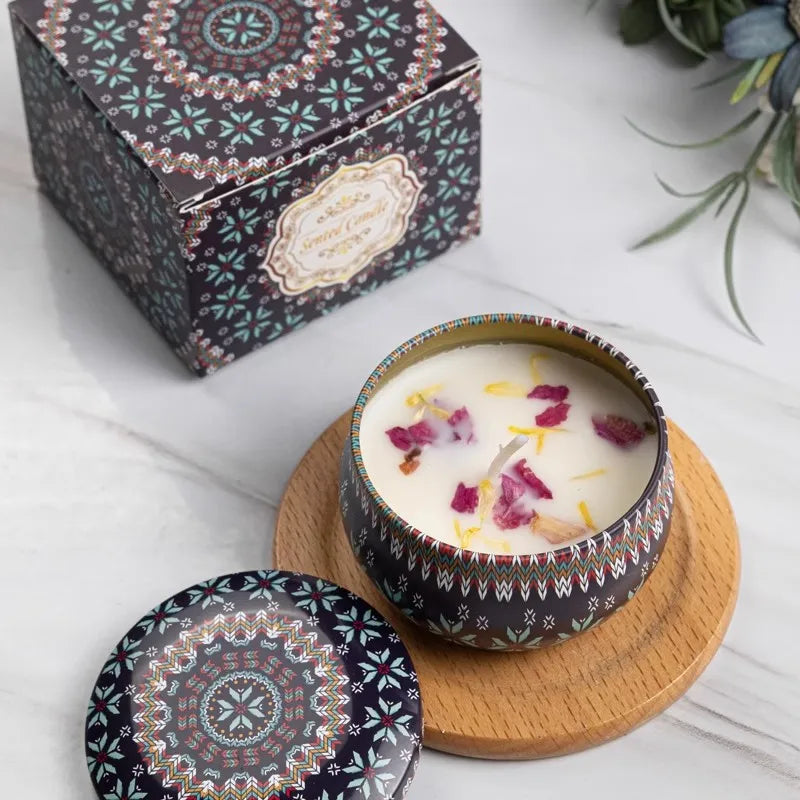 1/4PCS Vintage Scented Candles  Flower Fragrance Candle