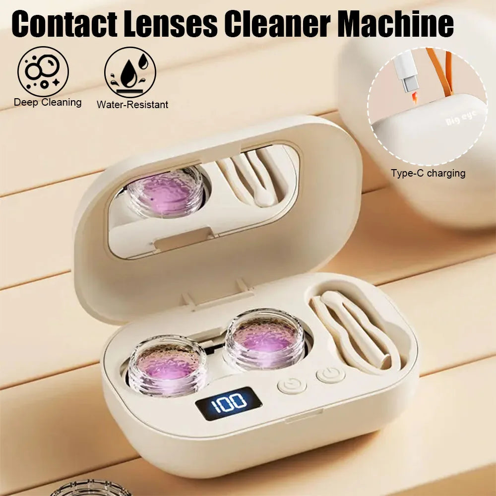 Rechargable portable Ultrasonic Contact Lens Cleaner